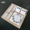 Jewelry Pouches Wood Ring Earrings Display Tray Bangle Organizer Cufflink Stud Storage Holder Showcase Necklace Pendant Case