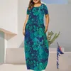 Plus Size Women Bohemian Printed Maxi Dress Elegant Sleeveless Robe Longue Summer Beach Pocket Long Dresses Casual Tank Kaftan 240422