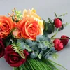 Bröllopsblommor unika orange konstgjorda party bukett teardrop brud silke falska flöden röd ros hem dekoration tillbehör