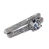 Bandringe gefälschte Diamant Cz Zirkon Liebesherde Designer für Frauen Charme Crystal Stone 2pcs Set Hochzeit Engagement vorschlagen Nagelfinger DHJ2C