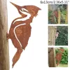 Dekorationer Elegant trädgårdsskydd Design Pileated Bird Rusty Metal Silhouette Yard Bird Decor Silhouette Lawn Tree Metal Decoration Rust