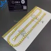 Vendita diretta in fabbrica Gra Gold giallo scuro Moissanite Tennis Chain 925 Silver White Gold 5mm da 6,5 mm Collana da tennis per gioielli da donna