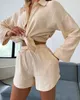 Designer feminino Camisa de manga comprida shorts Definir novo verão Sun Cool confortável respirável algodão puro conjunto mulheres roupas de duas peças