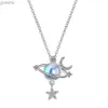 Colliers pendents S925 STERLING Silver Gradient Moon Stone Star Moon Universe Diamond Zircon Womens Clavik Pendant Collier (40 cm + 3,5 cm) WX