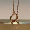Luxe FI kettingontwerper Sieradenfeest Sterling Sier Double Rings Diamd hanger Rose Gold kettingen voor vrouwen Fancy Dr Lg Chain Jewel R6DM#