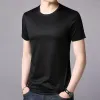 Shirts heren mode t -shirt zijden solide kleur buiten sportief ontwerp goede elasticiteit tees short mouw hoogwaardige merk mannelijk t -shirt