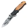 Outdoor X50 Fiber Wood Handle Multifunctional Folding Knife Camping Hunting Tool Knife 3D Printed Blade Survival Gift Knife