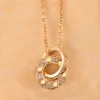 Luxe FI kettingontwerper Sieradenfeest Sterling Sier Double Rings Diamd hanger Rose Gold kettingen voor vrouwen Fancy Dr Lg Chain Jewel R6DM#