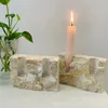 Bougeoirs Nordic Style Natural Marble Jaune Cave Stone Creative Creative Rectangular Encens Holder Home Decoration Ornements