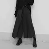 Frauenhose Capris Dptown Gothic Falten schwarze Lederhosen Damen Vintage Gepäck Harajuku Patch Workwear Japanisch Y2K Strwear Weitbeinstil Y240429