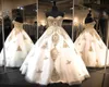 2016恋人Quinceanera Dresses Ball Gowns Tiers Tulle With Gold Aptiques 15 Sweet Prom Party Gowns Custom Pageant Gowns4729606