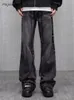 Erkek kot pantolon sıkıntılı Amerikan tarzı erkek arkadaşı minimalist gelişmiş şık denim bahar sonbahar sokak kıyafeti gevşek ağartılmış pantolon