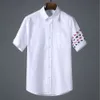 TB JL Shirt Fashion Label Oxford Spinning Shirt Double Sleeved Animal Embroidery Shirt Casual Short Sleeved Shirt Unisex