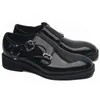 Dress Shoes Summer Men's Business kleding handgemaakt met dikke zolen en gespen helder leer