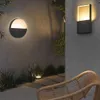 세트 2pcs 라운드 및 사각형 LED 집을위한 야외 방수 벽 조명, 유리 단일 헤드 7W 더블 헤드 14W 모래 검은 야외 방수 현대