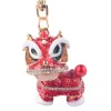 40st DHL Creative Gift Chinese Style Lion Dance Alloy Key Ring Fashion Girl Bag Pendant Car Pendant 7Colors LL