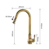 Impostare Myqualife Antique Brass Kitchen Dink Ruccetto tira giù per cucina per cucina per cucina montata Monte per acqua calda e fredda.