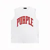 Niche Fashion Brand Purple Brand New Designer BPUR080 Tracing Curved Letter Imprimer gilet gilet R84W80 T-shirt sans manche de fitness sportif lâche pour hommes et femmes