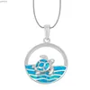 Kolye Kolyeleri Yeni Moda Yuvarlak Okyanus Mavi Opal Kaplumbağa ve Dalga Kolye Kolye Hediye için Kullanılan Yaz Jewelrywx