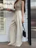 Pantalon féminin beiyingni mode élégant décontracté vintage classique de bureau dames à rayures à rayures larges de la jambe