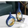 Vasi Ceramic Golden Horse Hollow Vase Flower Acceptory Creative Modern Home Decoration