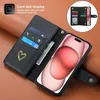Fasion Design Light Luxury Zipper Card Wallet Falls For Apple iPhone 15 14 Pro XR13 Multi Card Store 360 ​​Full Protection Foil Stamping Heart Leather Belt