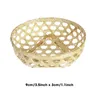 Płytki Naturalny ręcznie robiony tkanin bambusowy koszyk serwujący taca okrągły uchwyt masowy płaski płytki dla domowej kuchni piekarni wiejskie