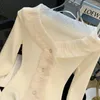 Magliette da donna neploe 2024 magliette bianche primaverili eleganti votaggi in pizzo a v-scollo a maglietta