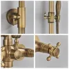 Set Shinesia Antique Brass Bathroom Shower Set Faucet with Commodity Shelf Hangers 8" Rainfall Head Wall Mounted Bath Mixer Tap