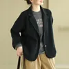 Trajes de mujer 2024 primavera otoño vintage consultorio de seno sólido dama blazer sólida manga larga chaqueta de traje suelto coreano blazers femenino
