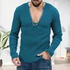 Pulls pour hommes Poulain de coton pour hommes Sweater élégant en V Deep à col avec des manches longues côtelées Soft Warm Slim pour l'automne