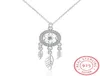 Kedjor 100 925 Sterling Silver Dreamcatcher Feather Charm Necklace Pendant Dream Catcher Statement Choker3346072