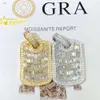 Venta caliente 925 Silver Emerald Cut Diamond Pends Hip Hop Ports Charms D Color MOISSANITE CARDELA CONTINADO Joyería de joyería