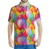 Herren Polos Fashion Air Ballon 3D-gedrucktes Polo-Hemd für Männer cool