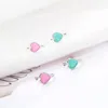 Kolczyki stadnonowe hurt mody Childer różowy zielony emalia słodkie serce do klipu dla dziewczynki Piękna biżuteria imprezowa
