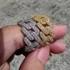 Дизайнерский кольцо Diamond Hip Hop Ring Street Мужчины и женские луны в форме кубинского кольца Moissanite Diamond 18k Золотой серебряный серебряный серебряный кубинский кольцо подарок