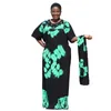 100% bawełniany diamenty kwiatowe Maxi oszałamiające dasiki eleganckie afrykańskie kobiety wieczorne sukienka z szalikiem 240428