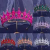 Tiaras Princesa Full Rose Red Crystal Tiara Crown para mujeres Boda de boda elegante para el cabello nupcial Accesorios de joyería