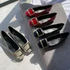 Orteil carré Single pour les femmes au printemps / été 2023, nouvelle boucle carrée polyvalente, bouche peu profonde en cuir authentique, chaussures décontractées à talon bas, pieds couverts, chaussures plates