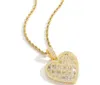 Pendant Necklaces Iced Out Zirconia Baguette Heart Rapper Star Necklace For Men Real Gold Plated Solid Back Rock Street Hiphop Jewelry