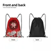 Aufbewahrungstaschen japanische Samurai Draw String Rucksack Sports -Fitness -Tasche für Frauen Männer Kirschblüte Training Sackpack