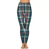 Frauen Leggings Retro Plaid drucken rote und grüne Fitness Yogahosen hohe Taille lustige Leggins Stretchdruck gedrucktes Sport Legging Geschenk