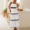 Werkjurken zomer 2 stuks dames mode vierkante kraag mouwloze tops jurk sets vrouw kledingvestidos de mujer elastische taille