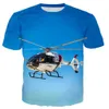T-shirts T-shirt imprimé en hélicoptère 3D pour garçons et filles harajuku style de rue décontracté STRIECTABLE Été topl2404