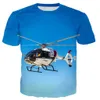 Футболки 3D Helicopter Printed Футболка для мальчиков и девочек Harajuku Style Casual Stree Style Deshate Summer Topl2404