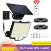 106LED 스플릿 태양등 램프 3 조명 모드 실외 장식 햇빛 벽 라이트 파이 모션 센서 방수 정원 차고 램프 240419