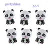 Decoración de fiestas 6pcs dibujos animados de láminas con forma de panda suministros de frases de feliz cumpleaños decoraciones de tema
