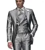 Erkekler Suits İtalyan şeridi çift göğüslü saten erkekler takım elbise özel ince fit smokin için düğün 3 adet damat balo setleri