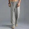 Pantaloni maschili lino a colori solidi nuovi maschi per autunno traspirante Streetwear S-3xl 5xl 4xl Q240429