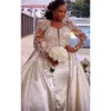 Suknia ślubna z kości słoniowej Arabska Ebi Aso Koronkowe koraliki perły vintage sukienki ślubne sukienki ZJ6066 ES